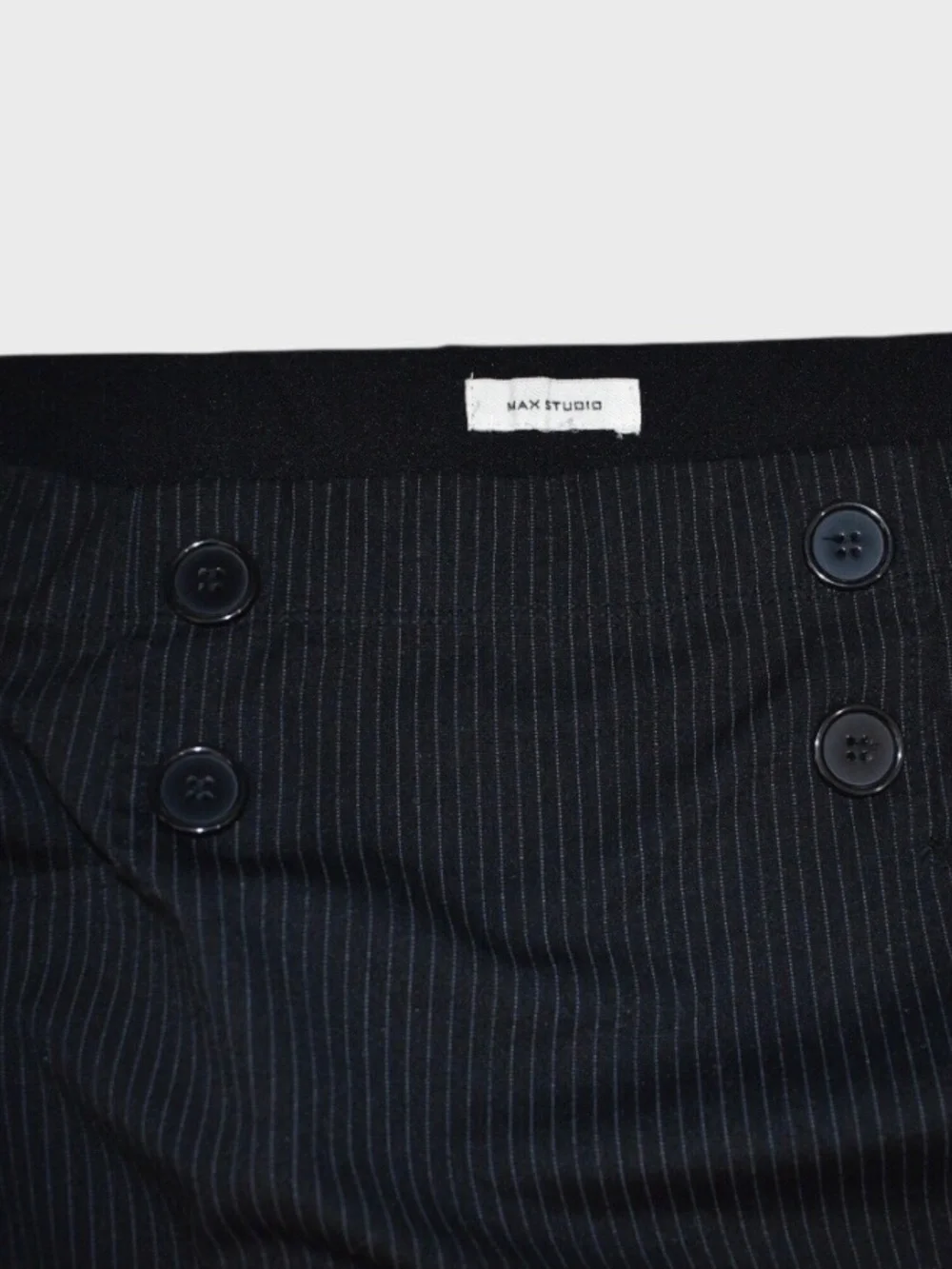 Max Studio Pinstripe‎ Button Detail Pencil Skirt